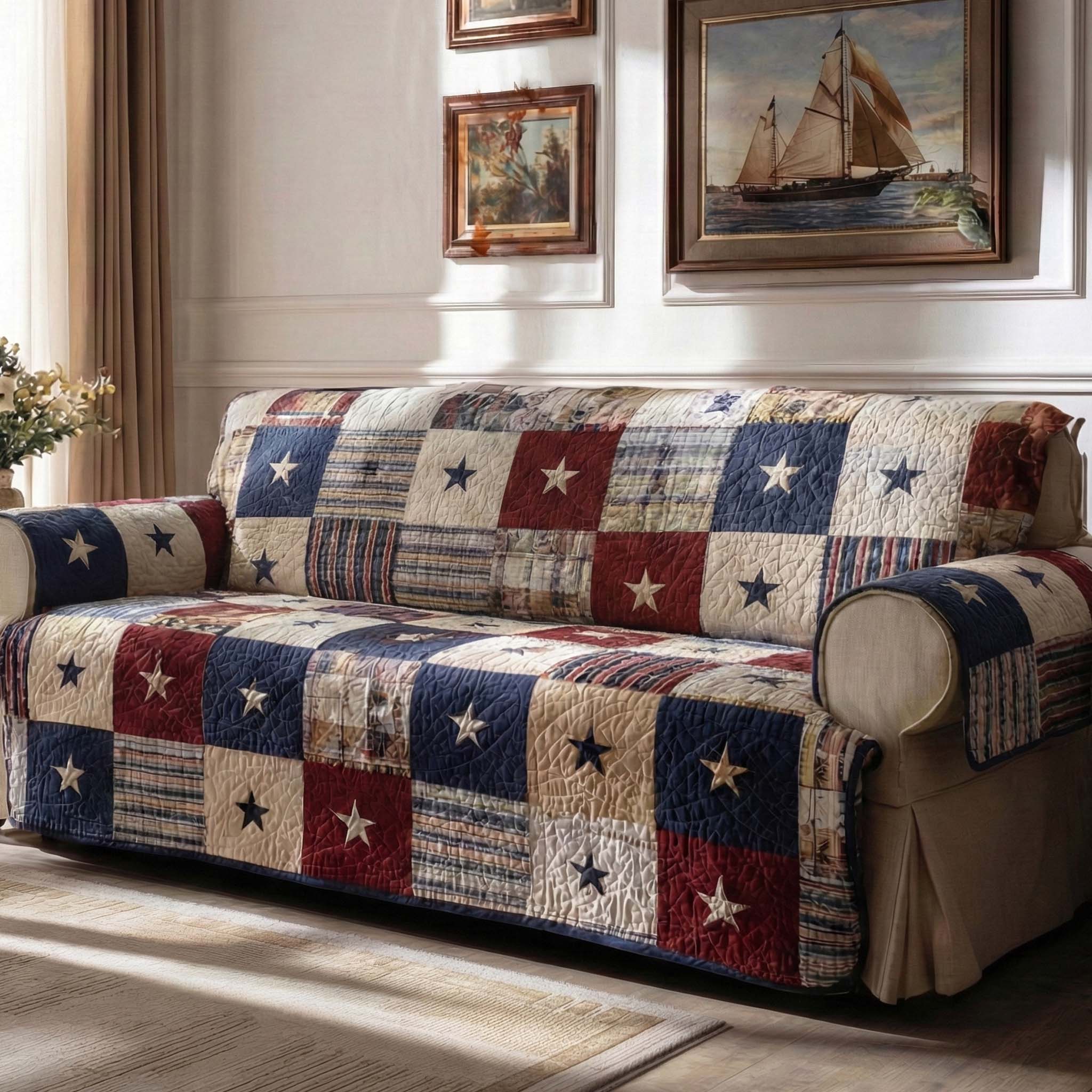 Quilted American Style Sofa Cover NCU0VT373