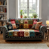 Quilted sofa cover with paw prints NCU0TV871