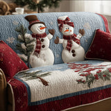 Quilted sofa cover with dancing snowmen NCU0TH3791