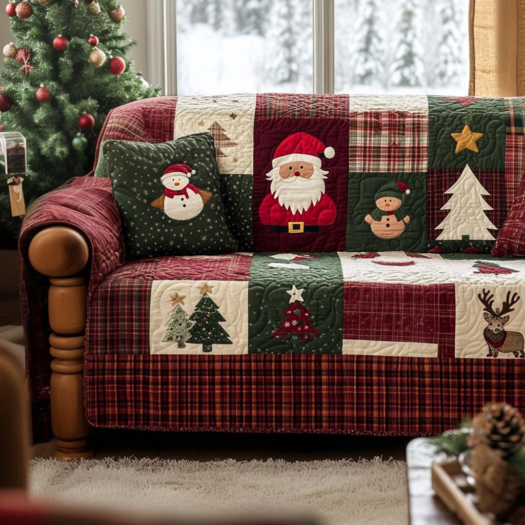 Quilted sofa cover with Christmas pattern NCU0VT301