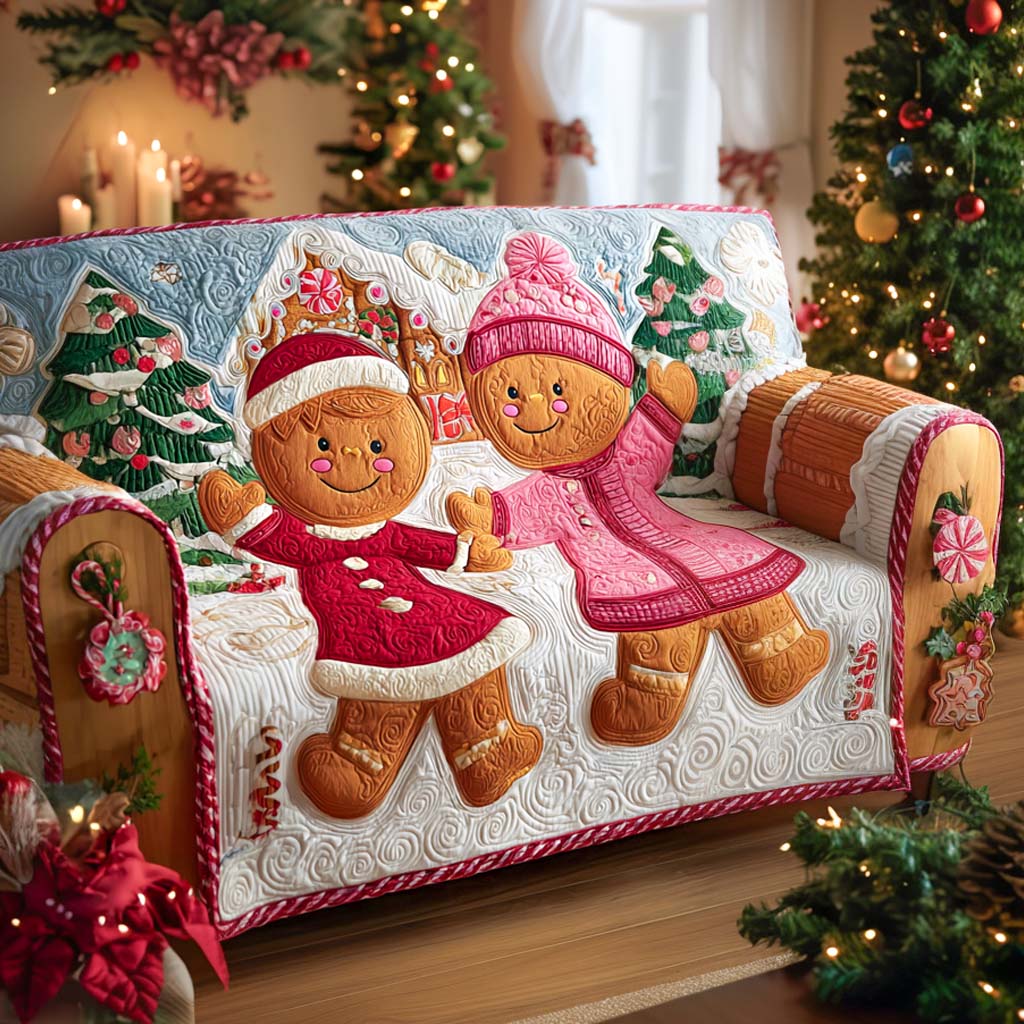 Quilted sofa cover with Christmas pattern NCU0VT325