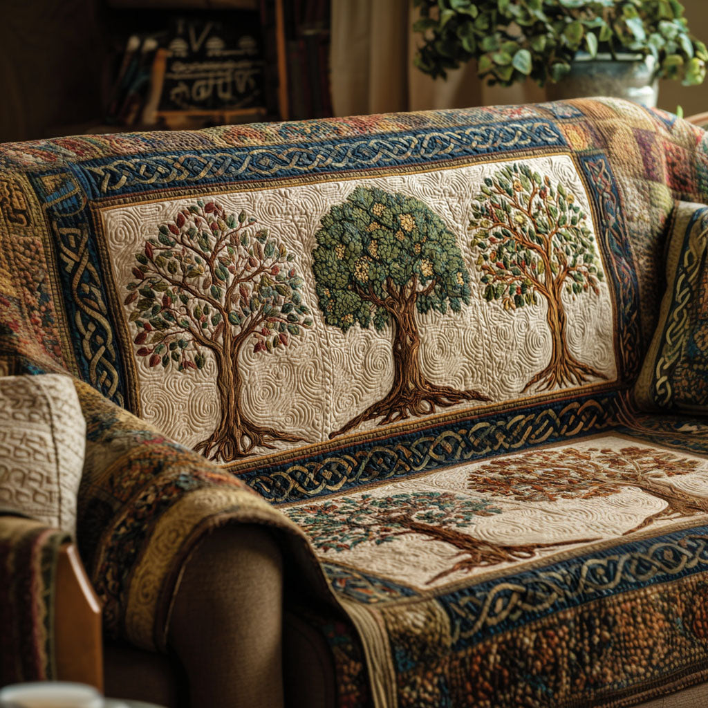 Quilted sofa cover with tree of life NCU0VT364
