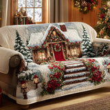 Quilted Sofa Cover with Winter Cabin NCU0VT343