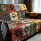 Quilted patchwork sofa cover with paws NCU0PT10914