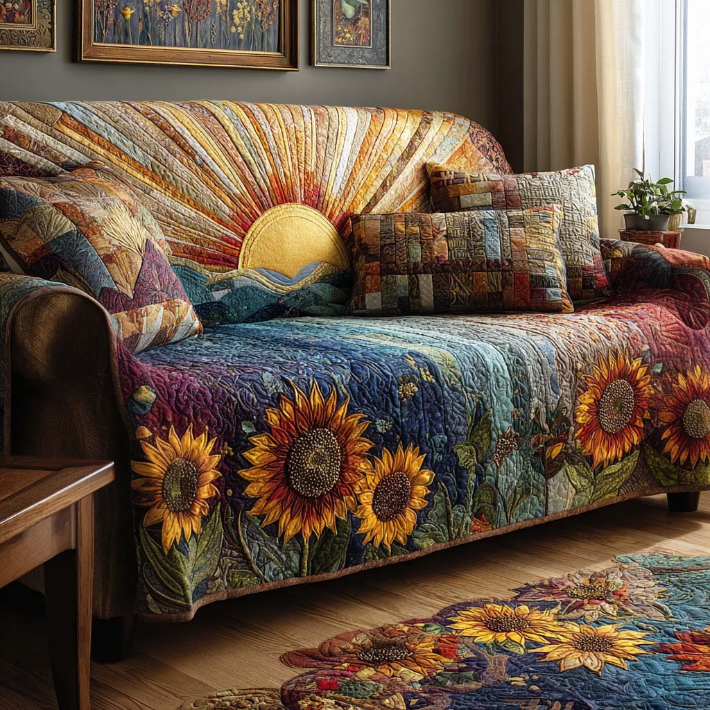Quilted sofa cover with solar pattern NCU0VT337