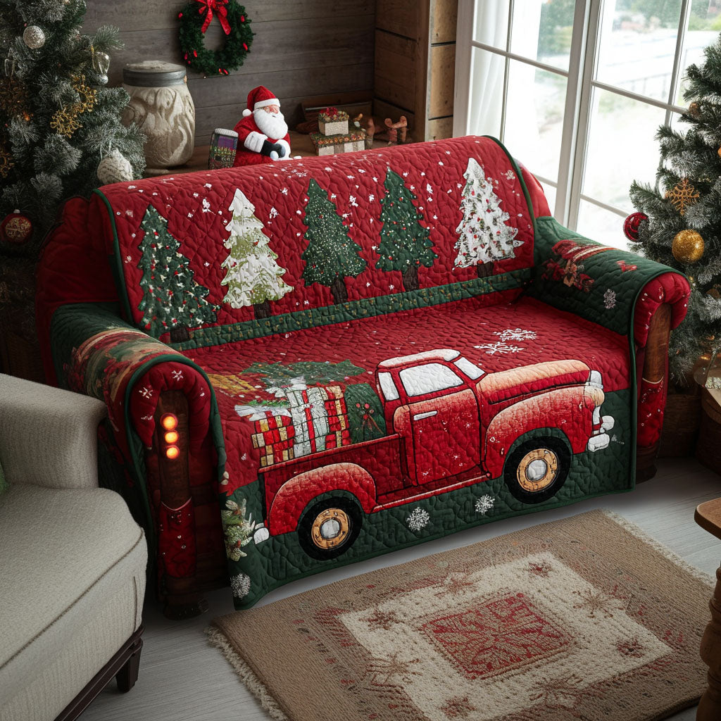 Quilted sofa cover with Christmas pattern NCU0VT283