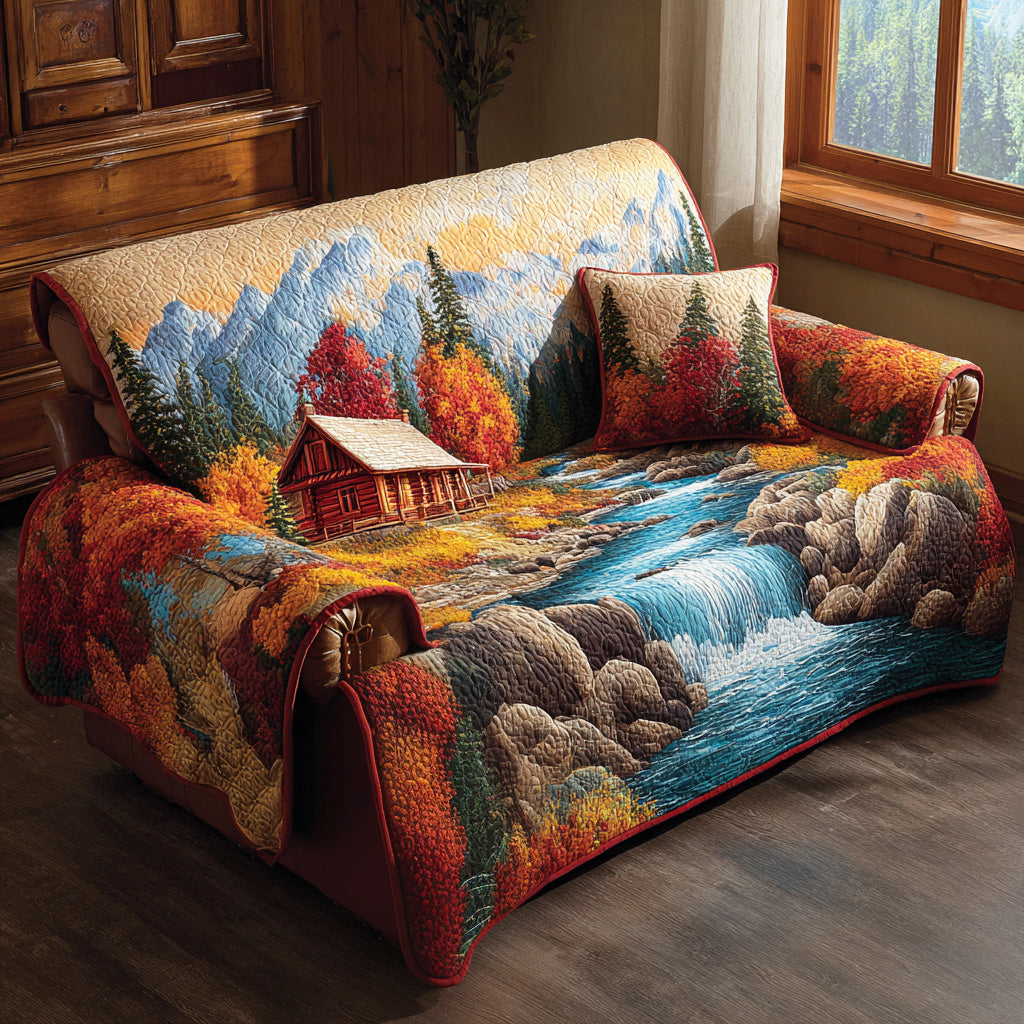 Quilted sofa cover with woodland pattern NCU0VT360