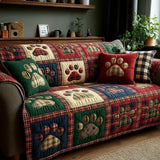 Quilted sofa cover with rustic paw and heart NCU0NT11542