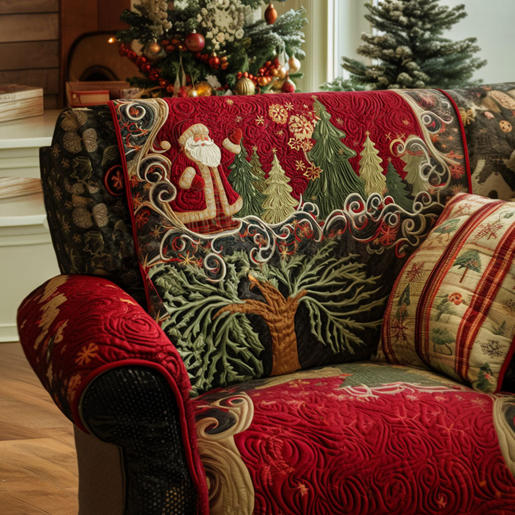 Quilted sofa cover with Christmas pattern NCU0VT283