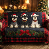 Quilted Sofa Cover with Christmas Schnauzers NCU0TV959