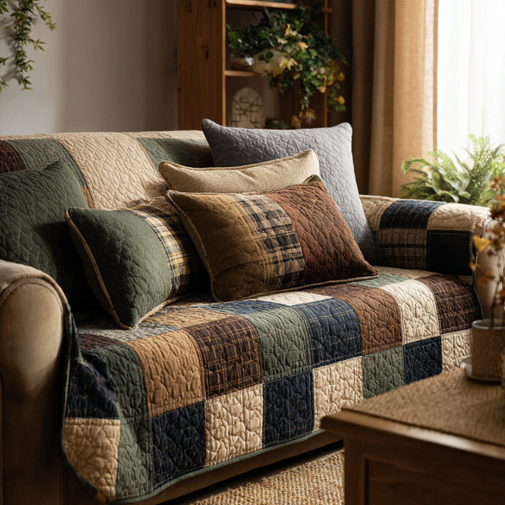 Quilted Patchwork Sofa Cover NCU0VT365