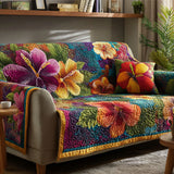Quilted sofa cover with tropical flowers NCU0TV533