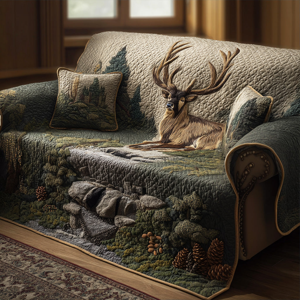 Quilted sofa cover with woodland pattern NCU0VT360