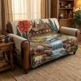 Quilted Sofa Cover in Rustic Style NCU0TD1802